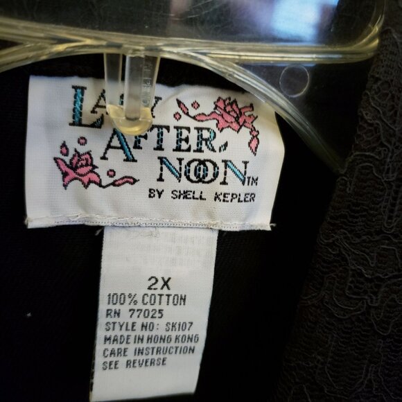 Lacy Afternoon Vintage Embelished Black Cotton Button Front Blazer Pockets 2X EU - Picture 10 of 10